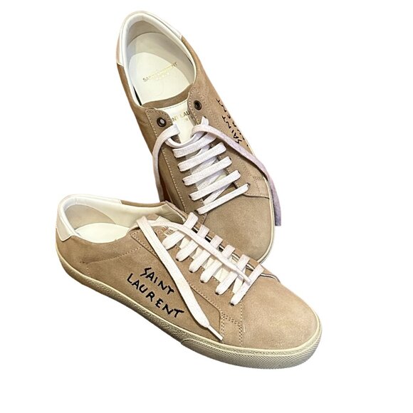 Saint Laurent Authenticated Suede Sneakers, Tan, Size 39.5 EU, 9.5 US - Picture 4 of 14